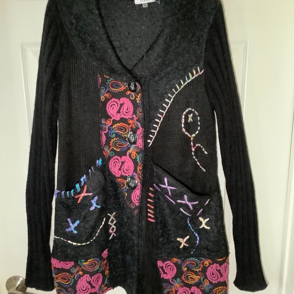 Sioni Boho Patchwork Cardigan Jacket Embroidered … - image 7